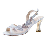 Women's Rhinestones Mesh High Heel Sandals Summer New Fashion Korean Style Peep Toe Buckle Strap Slingback Shoes Sandalias