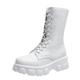 New Women Casual Boots Fashion Warm Boots Top Quality Pu Leather Platform Military Boots Size 35-43
