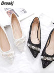 for Woman 2023 with Heel White Women's Summer Footwear Pointed Toe Flats Flat Pearl E Free Shipping Offer Spring Stylish