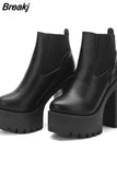 Design Gothic Boots Square Heel Platform Chunky Women Ankle Boots 2023 New Autumn Sexy Elegant Woman Shoes
