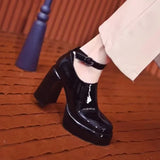 Platform High Heels Women Shoes Mary Jane Designer Autumn Elegant Chunky Shoes Trend Round Toe Party Zapatillas