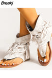 2023 Summer Fashionable Outdoor Sandals Boot For Women Faux Suede Tassel Decor Fashion Ankle Boot Walking Comfy