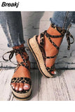 Casual Black Slip-on Shoes 2023 Trend Women Sneakers Platforms Thick Bottom Espadrilles Woman Heel Sandals with