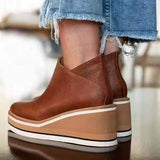 Women's Autumn Boots Round Toe Comfortable Platform Shoes Non-Slip Casual Lady Ankle Boots Side Zip Retro Female Mujer