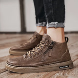 Boots Men Spring High Casual Shoes for Men Trend Zipper Walk Flats Winter Shoes Vulcanized Ankle Boots New