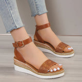 Strap Wedge Sandals for Women Summer 2023 High Heel Open Toe Buckle Gladiator Shoes Woman Non Slip Platform Sandals