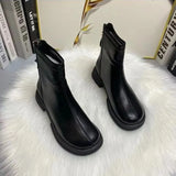 Chunky Waterproof Short Shoes for Woman Platform Booties Round Toe Women's Ankle Boots Free Shipping and Low Price