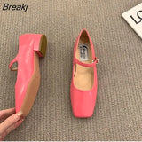 Flat Shoes Women Simple Solid Color Square Toe Single Shoes Mary Jane Shoes Woman Spring And