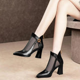 Women Crystal Lace Zip Mesh Pumps Woman High Heels Summer Female Shoes Classics Solid Platform Sandals Ladies Party