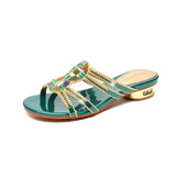 Women's Slippers In Summer Wear Crystal Diamond Sandals, Women's Sandals, Thick Heels, Bohemian Slippers, Full Of
