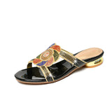Diamond Sandals, Women's High-Heeled Slippers, Summer Rough Heels With Diamond-Encrusted Crystals, Fashionable Heels, Sandals And