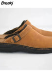 Fashion Men Slippers Flat Wedge Heel Square Toe Shallow Mouth Men's Casual All-match Outdoor Sports or Indoor Home