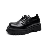 Breakj 2024 New Youth Big Head Round Head British Wind Low Heel Set Foot Work Wear Thick Bottom Shoes