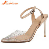 Summer Autumn Hot Sale Sexy Women Rose Gold Pumps Thin High Heels Slip-on Women's Pumps Elegant Ankle Strap