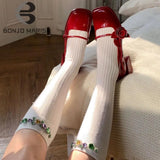 Floral Rose Platform Marry Janes High Heels Pumps Women Platform Chunky Heel Red Black Spring Summer Casaul Shoes
