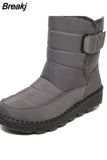 cross border new snow boots women's winter cloth casual cotton shoes middle tube artificial wool Plush thickened snow