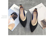 Womens Stretch knitted mixed color moccasins breathable cozy work shoes brief slip-on fashion ladies flats light driving