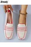 Autumn Breathable Mesh Geometric Wedges Sneakers Slip-On Low Heel Square Toe Lazy Shoes Vulcanized Loafers Zapatos De