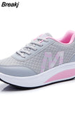Women Summer Breathable Shoes Platform Letter M Wedges Sneakers Thick Bottom Running Shoes Casual Ladies Vulcanized