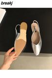 Pointed Toe Flats Shoes Women Slingback Sandals Elegant Mules Female Shallow Ballet Casual Loafers Sliver Zapatos