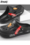Men's Hole Shoes 2023 New Non-slip Thick-soled Casual Shoes Outerwear Beach Soft-soled Baotou Slippers Men's Slippers