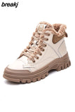 Fur Boots Woman Winter 2023 Designer Shoes Women Wedges Ankle Boots Female Casual Short Leather Booties Free