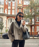V-neck Single Breasted Long Sleeved Jacket Women's Fashion Casual Autumn Winter Warm Coat 2023 Female Chic Street