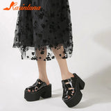 Thick Heels Platform Sandals For Women 2023 European Style Ankle Buckle Sandals Comfy Walking Lady Sandals