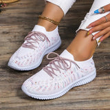 Women's Colour Knitted Loafers Autumn Lightweight Breathable Soft Sole Flats Shoes Women Non Slip Walking Shoes Size