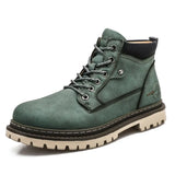 Men's Leather Boots Classic Men Warm Fur Snow Boots Outdoor Brand Punk Men Motorcycle Boots Lace Up Men's Tooling