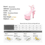 Women's Shoes Stripper Heels Platform Sandals Mules High Heels 17.5 cm Transparent Strip Pole Dance Pistol Heel Size