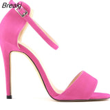 Sexy Women Summer Sandals Thin Heels Shoes Open Toe Velvet Party Black Elegant Woman Buckle Pumps