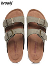 Summer Unisex Beach Holiday Cork Slippers 2023 Men Casual Double Buckle Outside Slides