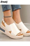 Wedge Sandals Women 2023 New Summer High-heeled Fish Mouth Women's Shoes Soft Leather High Platform Shoes