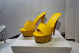 Slippers Women Summer New Black High Heels 15cm Color Club Sexy High Platform Thin Party Girl Show Sandals Plus Size