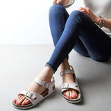 2023 New Summer Beach Cork Sandals Casual Women Outside Non-slip Double Buckle Sandalias