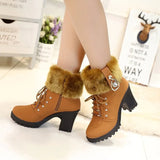 2013 New Rhinestone High Heel Thick Heel Hair Hair Mouth Short Leg Short Boots And Velvet Martin Boots Women's Plus Size Women's