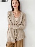 spring autumn sweater long sweater Cardigan Women v-neck Knitted Jacket Cardigan Sweater Female elegant Coat out