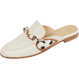 Women Mule Slippers Concise Style Simple Flat Shoes Cow Leather Round Toe Mules Spring Autumn Women Flats Kidsuede Chain