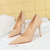 Breakj Korean Version Of Fashion Delicate Show Thin And Sweet High-Heeled Shoes With Super High Heel Shallow Mouth Pointed Single Shoes Women's
