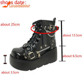 Wedges Ankle Boots For Women Gothic Style Cool Vampire Cosplay Street Women Shoes Motorcycle Boots Comfy Big Size