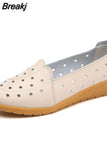 PU Leather Casual Shoes for Women Summer Flat Cut Outs Breathable Loafers Ladies Ballet Moccasins Female Chaussures