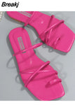 Women Slingback Sandals 2023 New Women's Shoes Summer Flats Casual Flip Flops Shallow Female Slides Open-toe