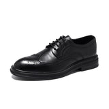 Breakj Men's Black Business Dress Leather Shoes Men's Platform Casual British Style Groom Wedding Shoes