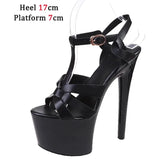 Sandals T-Strap Pole Dance Shoes Stripper Heels Platform Sandals Women Brand Weave Cross Peep Toe Summer Red