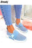 Summer Women Breathable Mesh Crystal Sneakers Light Weight Knitted Casual Ladies Flats Hook Loop Fashion Vulcanized