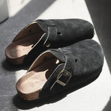Hot Popular Men's Closed Toe Cork Slippers Mule Clogs Cork Sandals For Men Split Leather Garden Slides Cork
