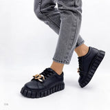 Women's Shoes Spring and Autumn New Designer Hot Sale Casual White Shoes Thick Sole Sneakers Metal Chain Tenis