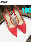 6CM 8CM Fashion New Thin High Heels Shiny Satin Pointed Toe Shallow Mouth Plus Size Wedding Shoes for