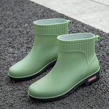 Ladies Rain Boots Waterproof Low Tube PVC Sleeve Foot Kitchen Car Wash Convenient Non-Slip Rubber
